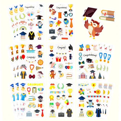 DUJAA 300Pcs Graduation Stickers Graduation Party Class of 2024 Congrats Grad Stickers Self Adhesive Featuring Graduation for Graduation Envelope Seals Grad Party Decoration Supplies
