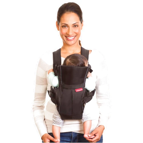 Infantino Swift Classic Carrier with Pocket, 2-Ways to Carry Carrier with Wonder Bib & Essentials Storage Front Pocket for Babies 8-25lb, Adjustable Strap, Black