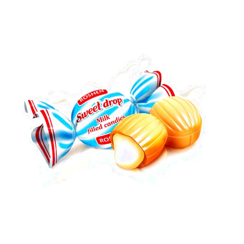 Roshen Caramel Candy Sweet Drop with Milky Filling, Kosher and Halal, Delicious, Flavorful Sweets Bulk Candy 1kg/2.2lb