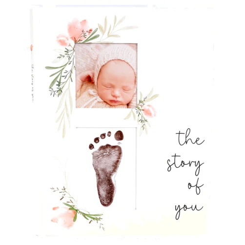 Two little dinos Baby Book Keepsake for Girl – Baby Memory Book for Monthly Milestones – Photo Album to Record First 5 Years – Simple Baby Scrapbook Journal for First Time Moms – Pregnancy Gift for Baby Shower