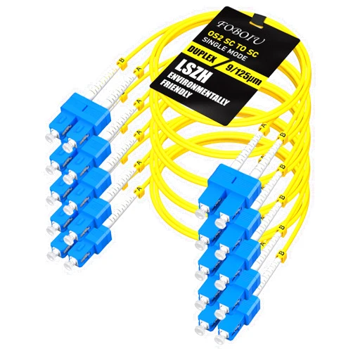 Foboiu OS2 SC to SC Fiber Patch Cable 5Pack 2M(6FT), Duplex Singlemode Fiber Optic Cable SC-SC 1G/10Gb, 9/125μm LSZH SC to SC SMF Fiber Optic Patch Cord for SMF SFP+ Transceiver,PC,Yellow