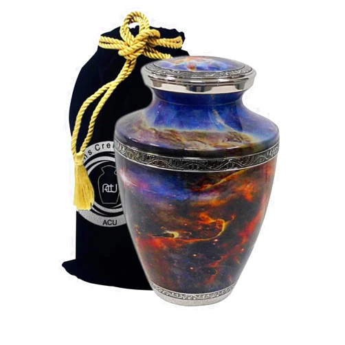 Artizans Cremation Urns Handcrafted Artizans Cremation Urn Memorial Container Jar Pot | Beautiful Cremation Urn for Adult Ashes, Funeral Urn Human Ashes | Stars in The Space Theme (Large)