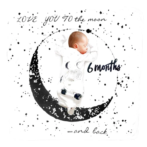 Tebaby Baby Monthly Milestone Blanket Moon - Neutral Personalized Month Blanket for Boy Girl Newborn Soft Plush Fleece Photography Background Bonus Felt Milestone Number Set Large