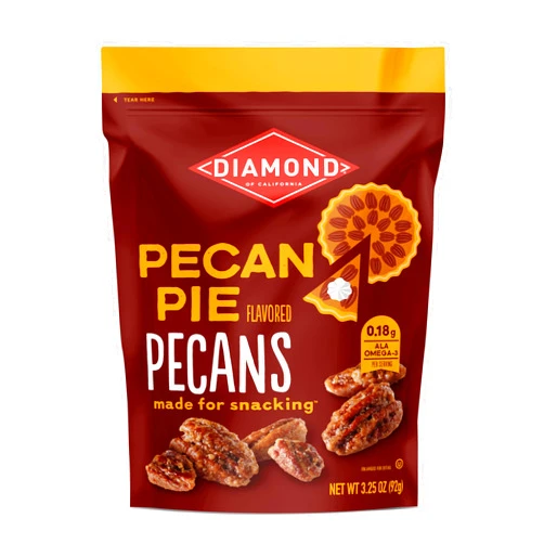 Diamond of California Flavored Pecan Snack Nuts: Our seasoned sweet pecans are made with a lightly sweetened glaze for satisfying crunch; Ready to be enjoyed straight from the bag, they make a great protein snack or healthy kids' snack; Enjoy 4 servings per bag