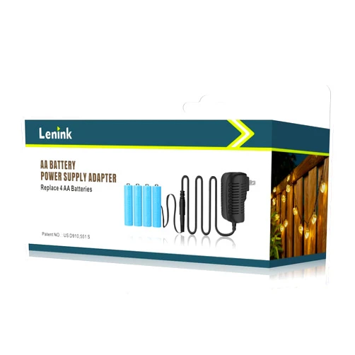 Lenink AC Power Supply Adapter for 4 AA Battery, AA Battery Replacement for LED Light, Decorations (Black, 1.8m/5.9ft)