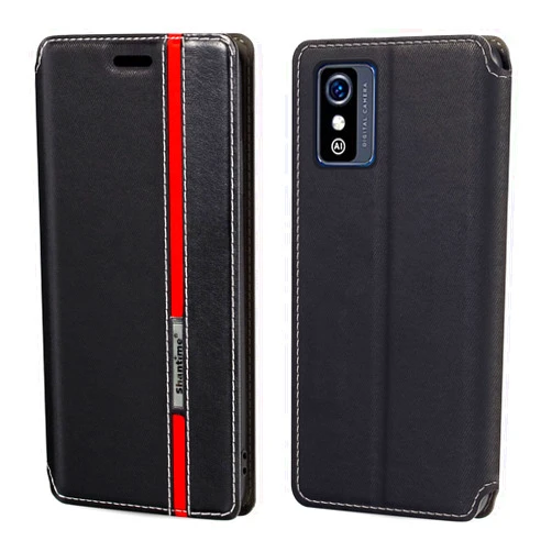 Shantime for ZTE Blade L9 Case, Fashion Multicolor Magnetic Closure Leather Flip Case Cover with Card Holder for ZTE Blade L9, Black