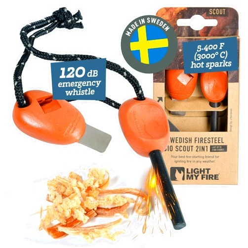 Light My Fire Flint Fire Starter Ferro Rod Survival Tool Scout — Fire Steel Bushcraft Gear — Flint and Steel Magnesium Fire Starter Kit — 2-in-1 Fire Starters for Campfires — 3,000 Strikes