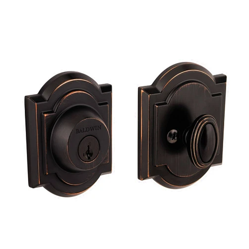 Baldwin Arch, Single Cylinder Front Door Deadbolt Featuring SmartKey Re-key Technology and Microban Protection, in Venetian Bronze
