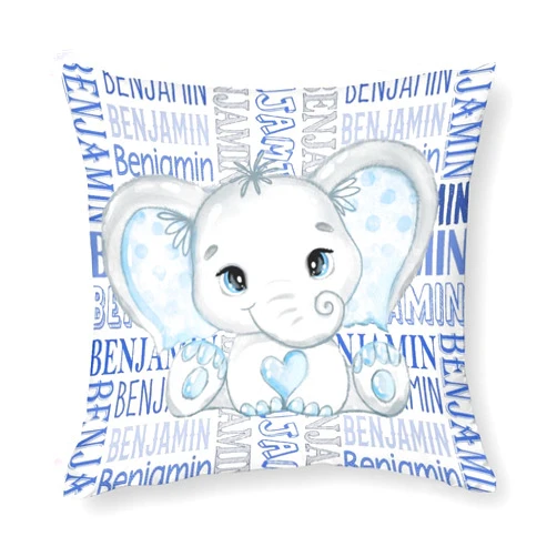 Rahula Custom Elephant Name Pillowcase Personalized Pet Photo Pillow Covers Design Text/Love Photo Polyester Cushion Covers Pillowcase 2-Sided Printing for Car Sofa Bed Couch All-Season 18 X 18 in