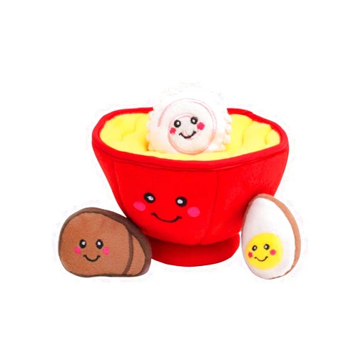 ZippyPaws Burrow- Interactive Dog & Puppy Toys for Boredom, Stimulating Pet Products to Keep Them Busy, Hide & Seek Plush Dog Puzzle, Enrichment Squeaky Toy, for Small & Medium Dogs- Ramen Bowl