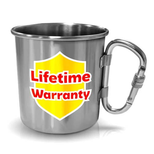 ZOKLU Stainless Steel Mug with Handle - Coffee Camping Mug with Carabiner Handle Portable Backpack Outdoor Cup Lightweight Camping Gear for Men - 13.5Oz Backpacking Coffee Cup Hiking Gift Climbing Mug