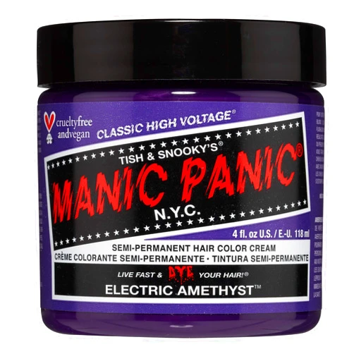 MANIC PANIC Classic Electric Amethyst Semi Permanent Hair Color - Bright Purple Hair Dye for Women & Men That Lasts 4-6 Weeks - Vegan, Ammonia & Cruelty-Free - Create & Mix Custom Shades (4oz)