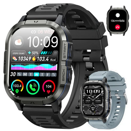 Onaneag Smart Watch for Men Fitness Tracker: Make/Answer Call Military Smart Watches for Men Digital Mens Watches Running Waterproof Smartwatch Android Phones iPhone Samsung Compatible Heart Rate Monitor