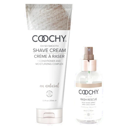 Coochy Rash-Free Shave Cream & After Shave Protection Mist | Tightens Pores, Prevents Irritation & Razor Bumps | Au Natural (Fragrance-Free) & Botanical Blast | Pack of 2