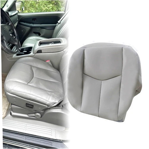NLQR Front Driver Bottom Replacement Seat Cover Pewter Gray 922 Microfiber Leather Compatible with Chevy Silverado GMC Sierra Tahoe Suburban Avalanche Yukon XL 2003-2006