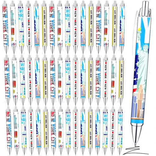 Sayglossy 36 Pcs New York City Ballpoint Pen Collectible NYC Gift Pen Bulk Retractable NY Souvenir Souvenirs USA New York City Souvenirs for Office Supplies,6 Styles, Black Gel Ink