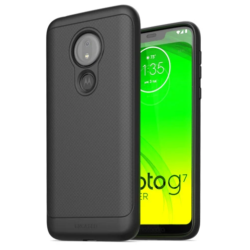 ENCASED Moto G7 Power Case (Thin Armor) Slim Fit Flexible Grip Phone Cover for Motorola G7 Power - Black