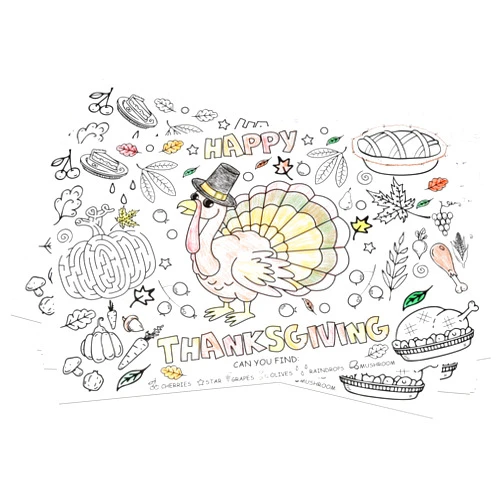 Gift Boutique Disposable Thanksgiving Place Mats for Kids 50 Pack Turkey Coloring Activity Paper Place Mat 11
