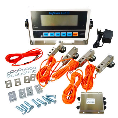 PEC Tools Digital Indicator Kit for Floor Scale for Warehouse and Animal Weighing - 5,000 Lbs. Capacity Load Cells, Mounting Plates, and Summing Card- 18