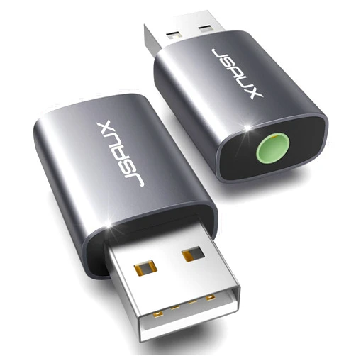 JSAUX 2 Pack USB to 3.5mm Jack Audio Adapter, JSAUX USB to Audio Aux Adapter External Stereo Sound Card USB to 3.5mm TRRS Female Headset for PS4, PS5, Headphone,Mac, Linux, Laptop, Desktops, Docking Station