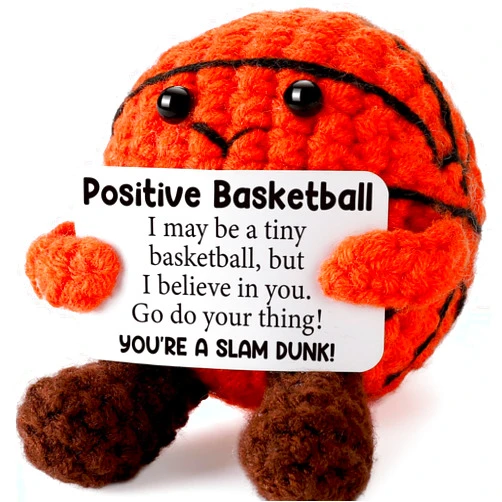 YUEYUQIU Positive Crochet Basketball Birthday Gifts for Women Men - Emotional Inspirational Support Gift for Friends Teenage Boys Girls Teammate - Handmade Basketball Valentines Day Gifts for Kids