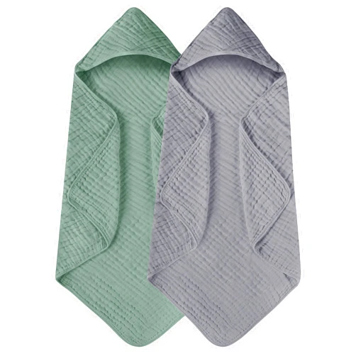 Yoofoss Hooded Baby Towels for Newborn 2 Pack 100% Muslin Cotton Baby Bath Towel with Hood for Babies, Infant, Toddler and Kids, Large 32x32Inch, Soft and Absorbent Newborn Essential
