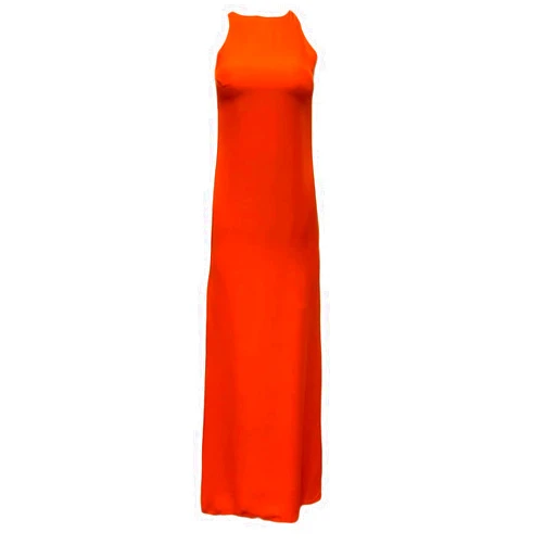 Olcay Gulsen Women's High Neck Maxi Dress 1024, Small Coral
