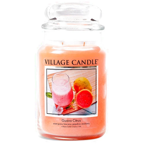 Village Candle Guava Citrus, Large Glass Apothecary, Jar Scented Candle, 21.25oz