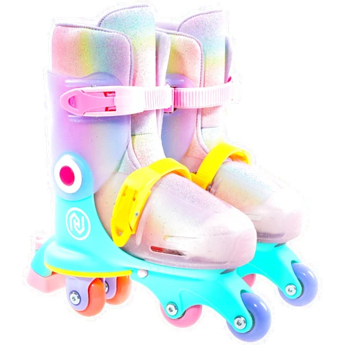 JajaHoho Roller Skates for Kids, Adjustable Convertible 2-in-1 Skates, Age 3-7,Junior Size 7-12, Tri-Wheels to Inline Skates 3 Wheels, Roller Blades for Boys Girls Toddler (Macaron)
