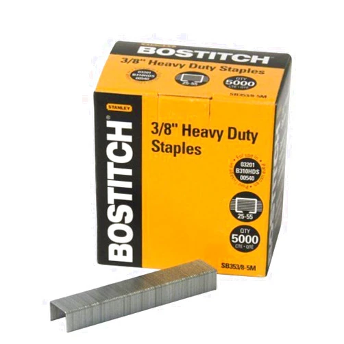 Bostitch Office Heavy Duty Premium Staples, 25-55 Sheets, 0.375 Inch Leg, 5,000 Per Box (SB353/8-5M)