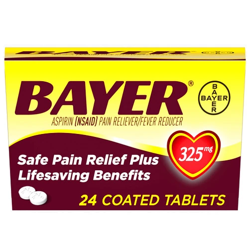Bayer Aspirin 325 mg - 24 Coated Tablets, Pack of 3