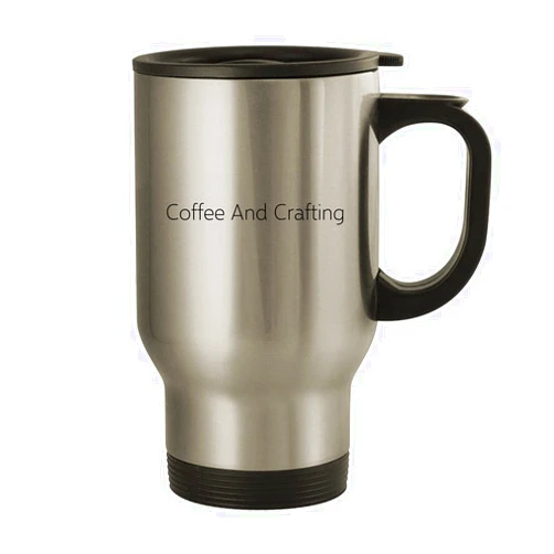 Molandra Products Coffee And Crafting - 14oz Stainless Steel Travel Mug, Silver