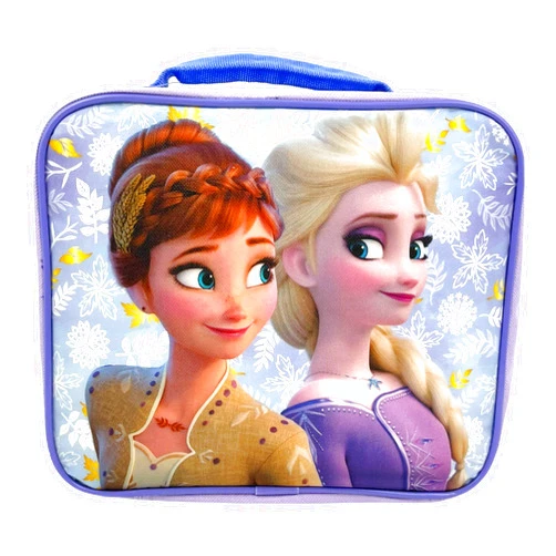 RALME Disney Frozen 2 Lunch Box with Princesses Elsa and Anna - Soft Insulated Lunch Bag for Girls, Purple