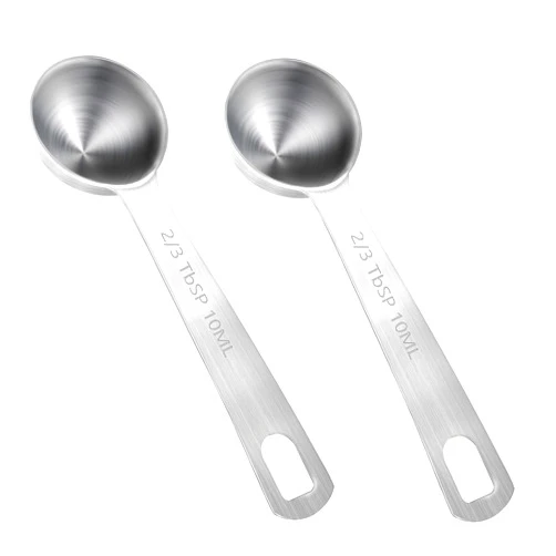 Mozeat Lens Measuring Spoons, 2 Pcs Stainless Steel Tablespoon 10ML / 2/3TBSP, Small Metal Teaspoons for Measuring Dry and Liquid Ingredients