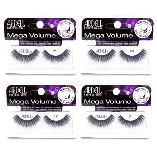 Ardell Mega Volume Lash 251 Multi-Layered False Lashes with Curl Technology, 4 pairs