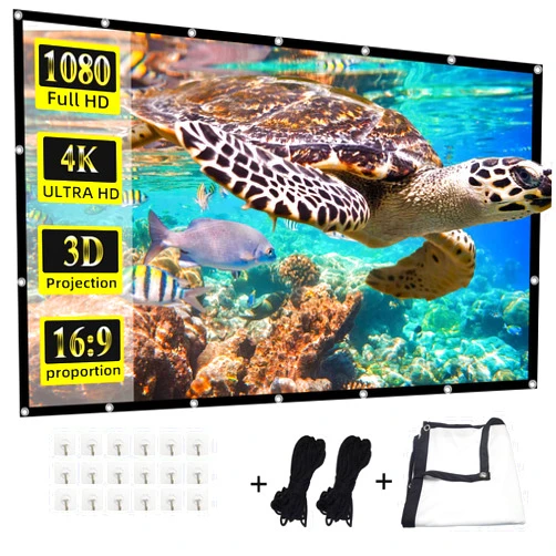 HUANYINGBJB Projector Screen,HUANYINGBJB 4K 16:9 HD Rear Front Projector Screens Foldable Projection Screen Double-Sided Portable Outdoor Indoor Projectors Screen for Movie Home Theater (200 inches)