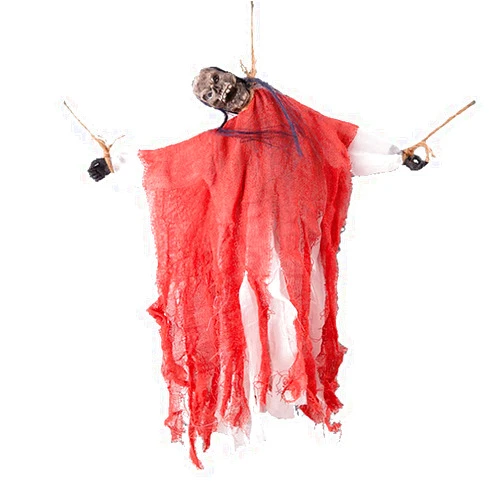 KJMY Halloween Decoration Props Skeleton Corpse Hanging Ghost for Indoor Background Decor, Outdoor Yard, Tree, Party, Bar Porch and Eaves (Red)