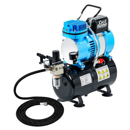 Master Airbrush 1/5 HP Cool Runner II Dual Fan Tank Air Compressor Kit Model TC-326T - Professional Single-Piston with 2 Cooling Fans, Runs Longer Without Overheating - Regulator Water Trap, Holder