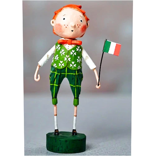 The Bridge Collection Lori Mitchell Tristan Go Braugh Figurine - St. Patty's Figure - Lori Mitchell St. Patrick's Day Decor - Irish Flag