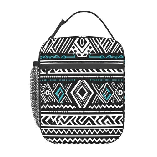 Granbey Tribal Lunch Bag for Women - Ethnic Lunch Box Geometric Lunch Tote Aztec Meal Prep Bag Bento Bag Lunch Container for Office Picnic