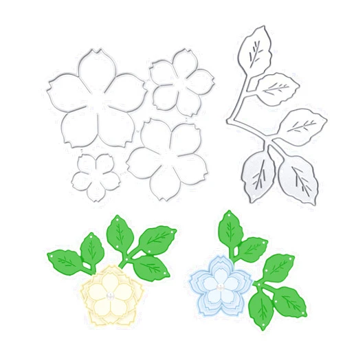 Piriuuo 3D Rose Flower Die Cuts Metal Flower Leaf Cutting Dies Wedding Die Cuts Stencils for DIY Scrapbooking Photo Album Decorative Frame Embossing Paper Dies for Card Making