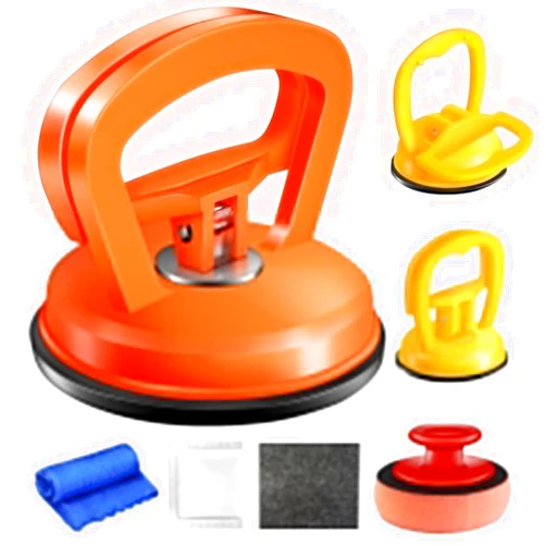 WASAIQI Dent Puller,3 Pack Car Dent Puller Dent Remover Tool Dent Removal Kit for Car Suction Cup Dent Puller and Dent Repair Kit for Car Body,Glass,Screen,Tiles Lifting,Objects Moving (Orange+Yellow)