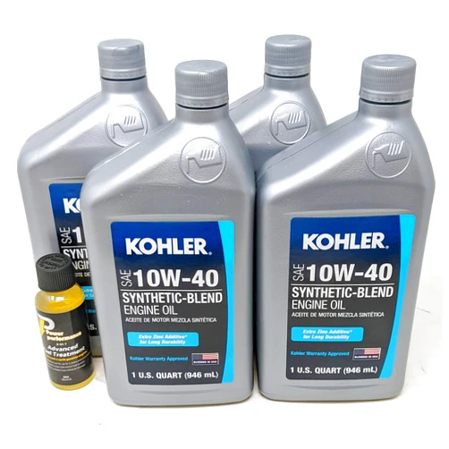 Kohler 25 357 71-S Synthetic Blend 10W-40 Engine Oil Quart (Pack of 4) and Fuel Treatment