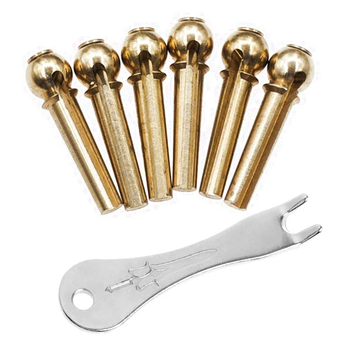 BOKWORE 6 PCS Guitar Bridge Pins Brass Acoustic Guitar Pins for Wooden Guitar with Guitar Bridge Pin Puller, BK-CT001