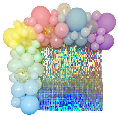 YAKOURLER 25 Pcs Shimmer Wall Backdrop Panels Rainbow Iridescent Silver Square Sequin Panel Decorations Best Party Decor for Wedding Anniversary Birthday and Parties (Iridescent Silver)