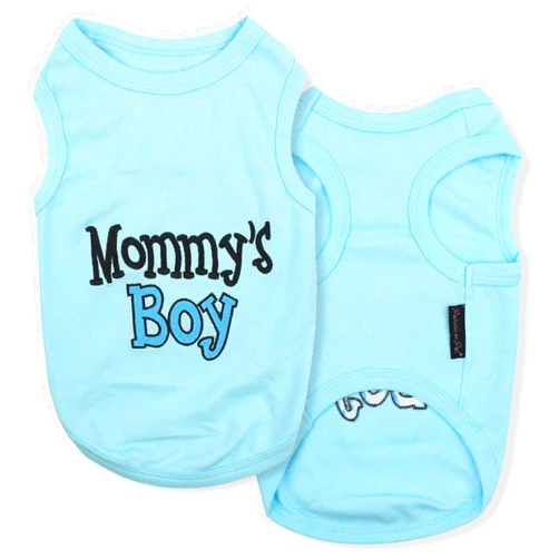 Parisian Pet Dog T-Shirt with Embroidered 'Mommy’s Boy' Words - 100% Cotton Boy Dog Clothes - Breathable Mamas Boy Dog Shirt - Machine Washable Dog Shirt for Large Dogs, XL
