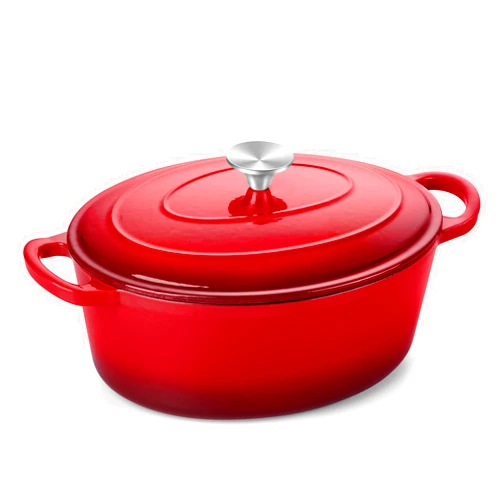 TeamFar 7QT Oval Dutch Oven, Enameled Cast Iron Dutch Oven Pot with Lid, For Bread Baking/Stewing/Braising/Frying, Various Stoves & Oven Safe, Non-stick & Easy Clean, Red
