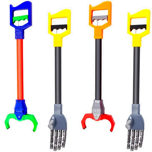 Lewtemi 4 Pcs Interactive Toy Grabber, Robot Hand and Robot Claw Grab Pack Toy Robot Arm Toy for Boys Girls Fun Early Learning and Hand Eye Coordination Play, 18 Inch (Red, Blue, Gray)