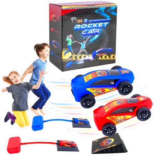 KAMHX Rocket Launcher Car for Kids,2 Toy Car Rocket Launcher and 2 Air Powered Car with Ramp Sticker and Finish Line. Ideal for Outdoor and Indoor Play, Great for Kids Aged 5 and Over, All Year Round
