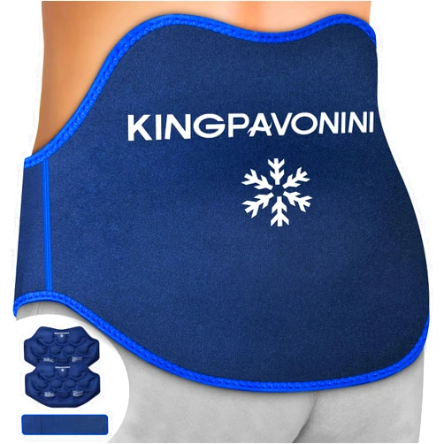 KingPavonini Extra Large Ice Pack for Back Pain Relief with Extension Strap, 2 Pack Reusable Lower Back Gel Ice Pack Wrap for Lumbar Surgery, Sciatica, Herniated Disc, Coccyx Pain, Cold/Hot Therapy